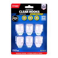 Removable Hooks Square Clear Plastic 27mm x 27mm 6pk- main image