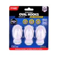 Removable Hooks Oval Plastic 53mm x 33mm 3pk- main image