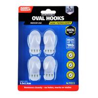 Removable Hooks Oval Plastic 33mm x 23mm 4pk- main image