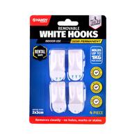 Removable Hooks Plastic 30mm x 20mm 4pk (Holding Weight 1kg)- main image