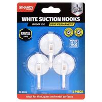 Hooks Suction White 3pk 3.6cm (Holds up to 1kg)- main image