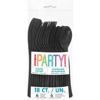 Black Assorted Reusable Cutlery 18 Pack- main image