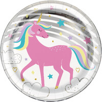 Magical Unicorn Foil Stamped Paper Plates 23cm 8 Pack- main image