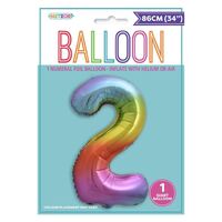 Rainbow Number 2 Foil Balloon 86cm- main image