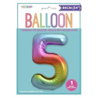 Rainbow Number 5 Foil Balloon 86cm- main image