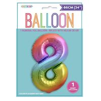 Rainbow Number 8 Foil Balloon 86cm- main image