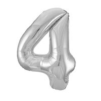 Silver 4 Number Foil Balloon 86cm- main image