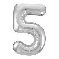 Silver 5 Number Foil Balloon 86cm- main image