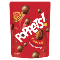 Poppets Milk Chocolate Coated Chewy Toffee Pouch 100g- main image