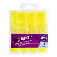 Highlighter 4pk Fluro Yellow Chisel Tip in PVC Wallet- main image