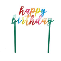 Rainbow Happy Birthday Plastic Cake Topper- main image