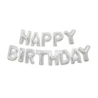 Happy Birthday Silver Foil Letter Balloon Kit 35.5cm- main image