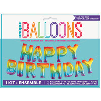 Happy Birthday Rainbow Foil Letter Balloon Kit 35.5cm- main image