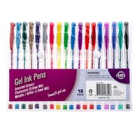 Pen Gel 18pk Mixed Metallic Glitter Bright Cols PVC Wallet- main image