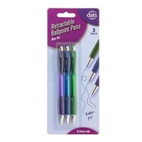 Pen Ballpoint Retractable with Rubber Grip 3pk Blue Ink- main image