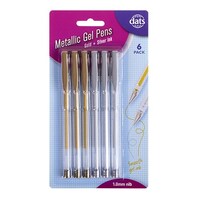 Pen Gel 6pk Mixed Metallic Silver Gold Ink- main image