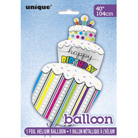 Giant Birthday Cake 104cm Foil Balloon- main image