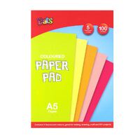 Pad Paper Colour 5 Fluro Cols A5 100s 75gsm- main image