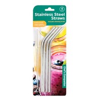 Stainless Steel Straws with Cleaning Brush 4 Pack- main image