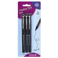 Pen Fineliner 3pk w Metal Clip Black Ink- main image