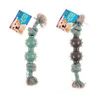 Dog Toy Rope Double Tug with TPR 2 Spiky Ball 28cm - Randomly Selected- main image