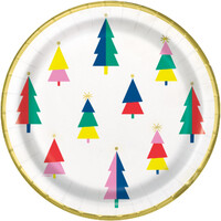 Vibrant Christmas 8 x 23cm Foil Stamped Paper Plates- main image