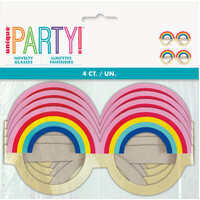 Rainbow Foil Paper Party Glasses 4 Pack- main image