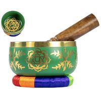 Green 13cm Diameter Tibetan Singing Bowl in Bright Colours Brass- main image