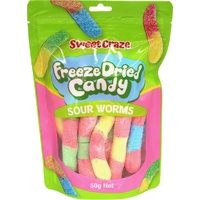 Sweet Craze Freeze Dried Candy Sour Worms 50g- main image