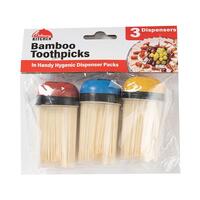 Bamboo Toothpicks 3 Dispensers- main image