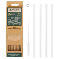 Eco Reusable Glass Straws 20cm - 4 Pack- main image