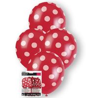 Ruby Red Polka Dot 30cm Latex Balloons 6 Pack- main image