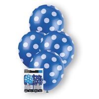 Royal Blue Polka Dot 30cm Latex Balloons 6 Pack- main image