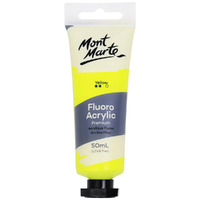 Mont Marte Premium Fluoro Acrylic Paint Tube 50ml - Yellow- main image