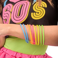 1980's Neon Plastic Bracelets Bangles 10 Pack- main image