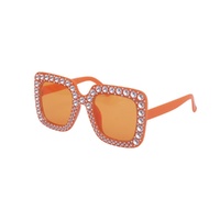 Orange Blinged Square Party Glasses- main image