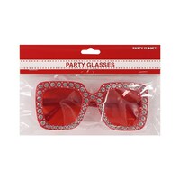 Red Blinged Square Party Glasses- main image