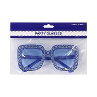 Blue Blinged Square Party Glasses- main image