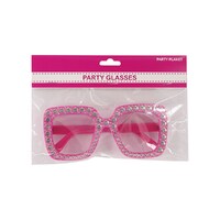 Pink Blinged Square Party Glasses- main image