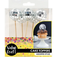 Cake Topper Disco Balls 5 Pack- main image