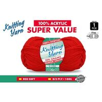 Knitting Yarn 100% Acrylic 8ply 100g Red- main image