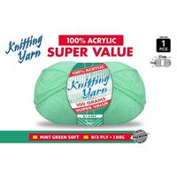 Knitting Yarn 100% Acrylic 8ply 100g Mint Green- main image