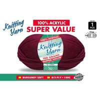 Knitting Yarn 100% Acrylic 8ply 100g Burgundy- main image