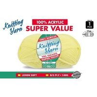 Knitting Yarn 100% Acrylic 8ply 100g Lemon- main image