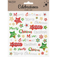 Christmas Stickers - Red & Green Merry Christmas - 1 Sheet- main image