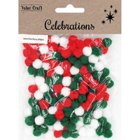 Pom Poms Christmas Colours 10mm - 200 Pack- main image