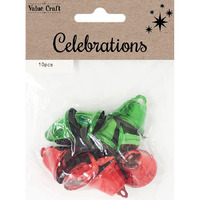 Red & Green Sleigh Bells - 2.5cm 10 Pack- main image