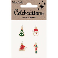 Christmas Gold Enamel Charms 4 Pack- main image