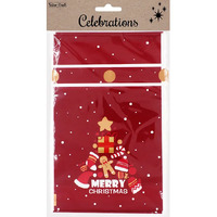 XMAS TREAT BAG WITH TIE BURGUNDY 4PC- main image