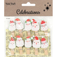 Christmas Pegs - Assorted Santas 10 Pack- main image